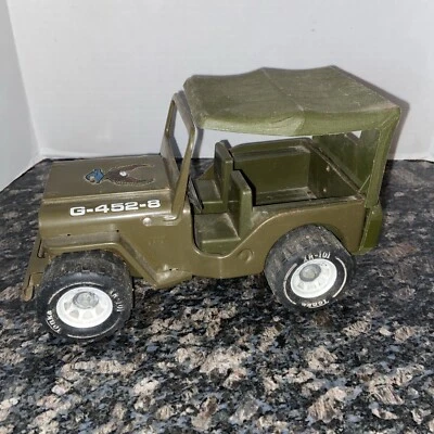 Jeep G-452-8 verde 11" de acero prensado vintage Tonka años 60 del ejército de EE. UU. juguete militar Foto 1 de 4
