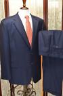 USA Joseph Abboud 46 R Super 110s wool solid navy blue business suit b4j7