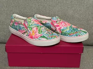 LILLY PULITZER Julie Sneakers Canvas Slipper Pop-Up Lilly Of Jungle Größe 10 gebraucht, in einwandfreiem Zustand - Bild 1 von 9