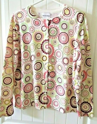 Breckenridge Geometric Print Cardigan, Button-Up, Long Slv, 100% Cotton, S, NWOT - Image 1 of 4