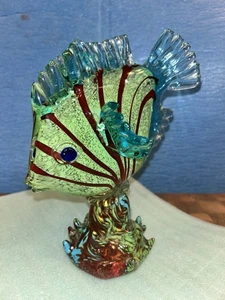 Vintage Heavy Murano Multicolor glass fish sculpture - Picture 1 of 16