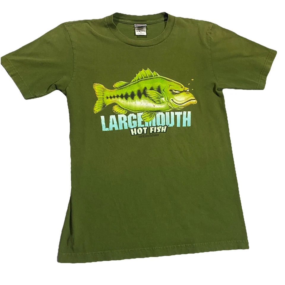 Camiseta Y2k Hot Fish Bass Boca Grande Verde 100% Algodón Unisex Talla M Foto 1 de 4