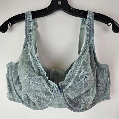 Sujetador Cacique Moderno de Encaje Sin Forro Cobertura Completa para Mujer 40DDD 40F Verde Soporte Foto 1 de 4