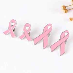 .Breast Cancer Awareness Pin Brooch Metal Pink Ribbon USS Lapel Badge E9X1 - Picture 1 of 20