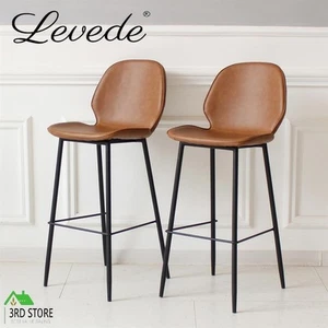 Levede 2x Bar Stool Barstools Counter Chair PU Padded Kitchen Pub Restaurant - Picture 1 of 12