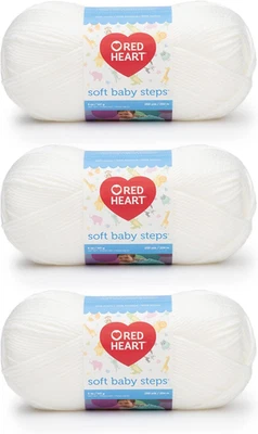 Red Heart Soft Baby Steps 白色纱线 - 3 件装 141G/5 盎司 - 丙烯酸 - 4 中号( — 第 1/4 张图片
