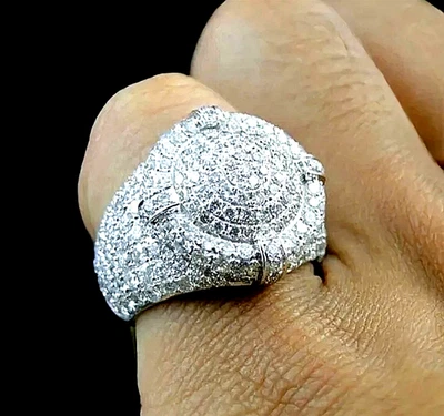 Aliança de casamento masculina folheada a ouro branco 14k corte redondo 3,00 quilates moissanita anel rosado - Imagem 1 de 4