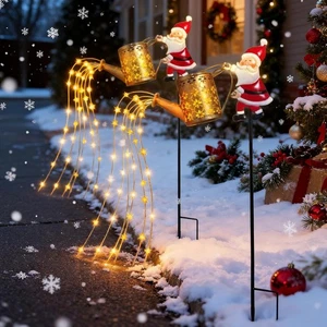 Solar Watering Can Lights Outdoor,Christmas Santa Waterproof Metal Garden  Decor - Picture 1 of 13