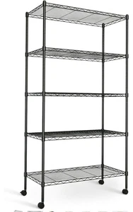 5 Tier-Shelf Heavy Duty Storage Shelving Unit With Height Adjustable Wheels - Picture 1 of 7