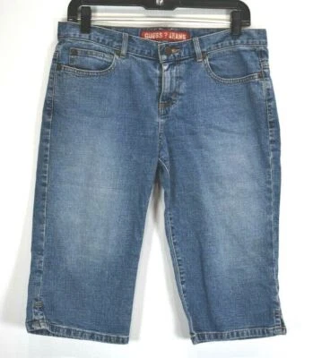Pantalones de mezclilla Guess para mujer lavado medio elásticos 5 bolsillos hechos en México azul capri 28 Foto 1 de 4