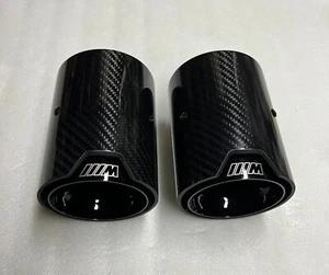 2pc For BMW M2/M3/M4/M5 MP black Carbon Fibre Exhaust Tips F87/F80/F82/F83 - Picture 1 of 9