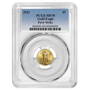 2023 $5 American Gold Eagle 1/10 oz PCGS MS70 FS Blue Label - Picture 1 of 2