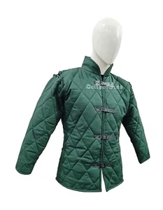 Medieval Gambeson Thick Padded Coat Full Sleeves Aketon Jacket SCA Armor Cotton - Picture 1 of 4