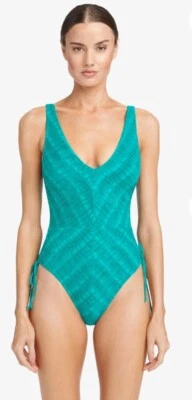 Traje de baño Robin Piccone de una pieza para mujer color verde azulado acuático talla 8 Sahara Plunge Foto 1 de 4