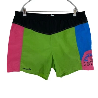 Adidas Vintage Retro Color Block Rosa Verde Azul Activewear Shorts Talla L W36 - Imagen 1 de 4