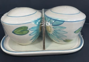New Target Home Ceramic Salt Pepper Shakers Flowers Blue Turquoise Green Yellow - Picture 1 of 6