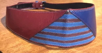 Cinturón Lanvin Paris Cuero Azul/Rojo Moda Talla 32 Hecho en Francia En muy buen estado Foto 1 de 4