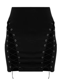 BLACK DOUBLE LACE UP SKIRT size 8 - Picture 1 of 9