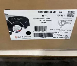 BELL GOSSETT ECOCIRC XL 36-45 HIGH EFFICIENCY CIRCULATION PUMP 104301 E504801AA - Picture 1 of 1