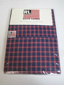 New Ralph Lauren Mackinaw Plaid Blue Denim Style 2 Standard Pillowcases - Picture 1 of 6