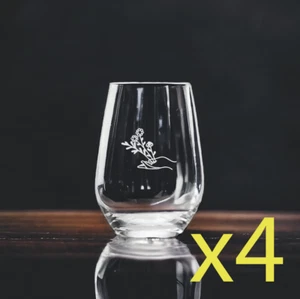 Flower Hand Stemless Wine Glasses x4 Premium 15 Oz Personalize Floral NEW - Picture 1 of 9