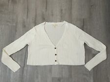 Pacsun La Hearts Women's Sz S White Cropped Button Up Cardigan Long Sleeve NWOT