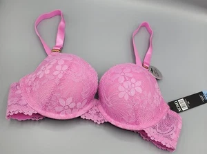 XOXO INTIMATES SEXY PUSH UP 34C PINK FLORAL LACE UNDERWIRE BRA ADJUSTABLE STRAPS - Picture 1 of 4