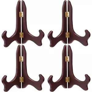 4 Pack 5 Inch Red Wooden Easel Display Stand Plate Holder for Desk Table Decor - Picture 1 of 7