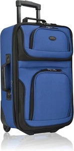 U.S. Traveler Rio Carry-On Suitcase 20" Softside Rolling Expandable Set Blue - Picture 1 of 5