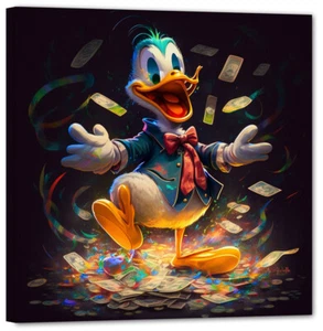 Donald Duck Millionär Pop Comic art Modern 60x60 cm Bild Aktuell GR1 - Picture 1 of 3