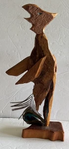 Folk Art “Dinosaur” Hand Carved 13” Wooden Figure Maine - Picture 1 of 9