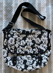 Disney Parks Mickey Mouse Messenger Bag-Blaclk & White Expressions Face - Picture 1 of 7