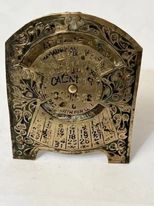 OLD VINTAGE RARE BRASS ENGRAVED SPIN DIAL 20 YRS DESK CALENDAR FROM 1943 TO 1962 - Picture 1 of 3