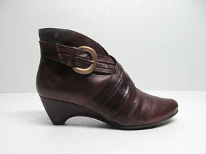 Pikolinos Women's Burgundy Brown Leather Wedge Ankle Booties Size 8/38 - Picture 1 of 9