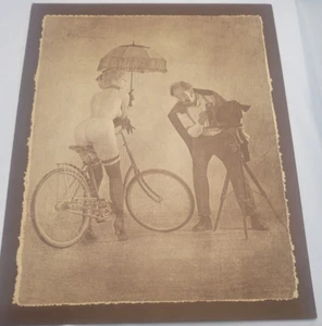1960'-70's R. Hendrickson Sepia Print Naughty Lady Bicycle Happy Photographer - Picture 1 of 4