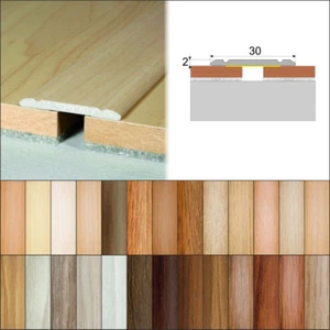 FLAT SELF ADHESIVE ALUMINIUM WOOD EFFECT DOOR EDGING BAR-TRIM-THRESHOLD-30mm A02 - Picture 1 of 29