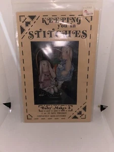 Vintage ©1987 Keeping You In Stiches Pregnant Bunny Pattern Baby Shower Gift - Picture 1 of 2