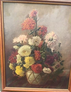 Vintage Oil Painting on Board Framed FLORAL Signed ART Flowers - Picture 1 of 10