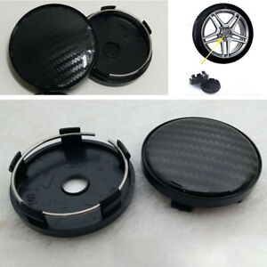 4 Pcs Black Carbon Fiber Look Auto Car Wheel Hub Center Caps Cover 60MM Plastic