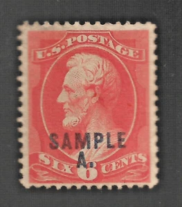 US SC 208S 208SL LINCOLN 6c "SAMPLE A." Specimen USED XF - Picture 1 of 2