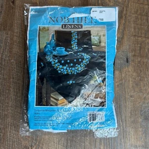 Nob Hill Linens Herrschners Turquoise Margarites TableTopper NIP 14-332 Kit 32" - Picture 1 of 5