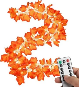 2 Pack Fall Lights Total 26Ft 80LED Thanksgiving Decorations 8 Yellow - Picture 1 of 8