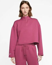 WOMENS NIKE Tech Pack Sweatshirt Pullover loose fit SZ S Rose 1/4 Zip CT0882 528