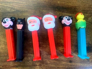Pez Dispensers Lot of 5 Mickey Mouse, Santa Clause, Easter Chicken, Batman, LOT - Picture 1 of 9