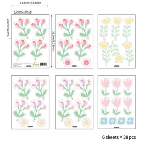 38 Aufkleber Blumen Blüten DIY Wandtattoo Transparent Tulpen Sticker Tattoo Set - Picture 1 of 2