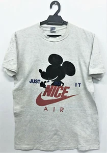 VINTAGE 90s NICE MICKEY MOUSE TAKING PIL JUST DO IT SWOOSH T-SHIRT PUNK RAP - Picture 1 of 2