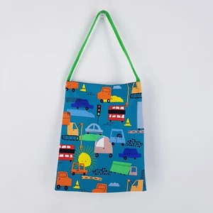 Teal Blue Cars Travel Print Library Bag Handmade Tote Bag Satchel Library Bag - Bild 1 von 9