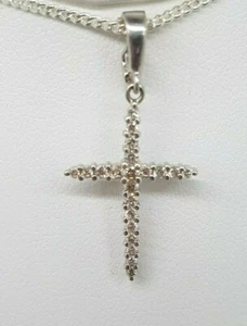Ladies Diamond Cross Pendant 18ct White Gold Preloved VAL $1100 - Picture 1 of 9
