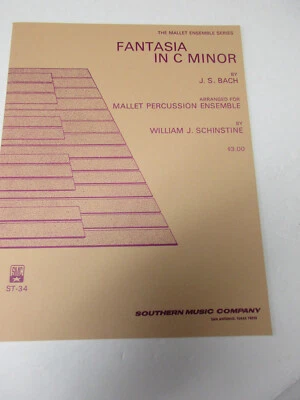 J S Bach Fantasia is C Menor Dispuesto para Mazo Percusión Conjunto Partituras Foto 1 de 4