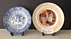 Pair VTG Liberty Bell 1976 American Bicentennial & Betsy Ross by Wedgwood Plates - Picture 1 of 6